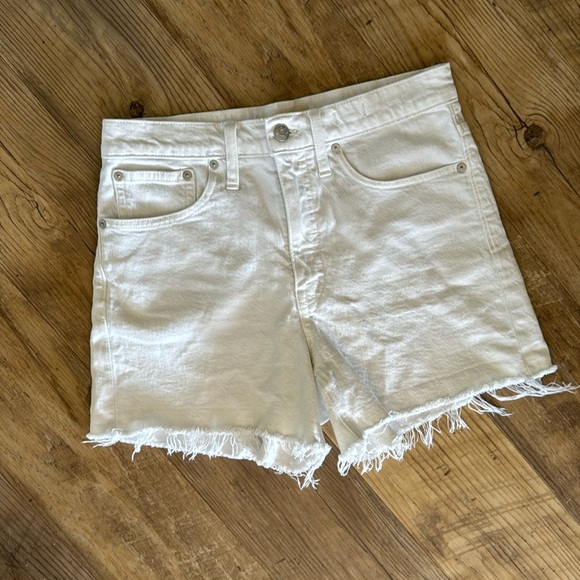 Madewell Pants - Madewell White Denim High Rise Cut Off Shorts Size 27